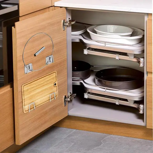 Alt view image 4 of 6 - Aogigigio Under Cabinet Cutting Board Holder - Cutting Board Holder Rack Storage Stainless Steel Under Shelf Counter Chopping Board