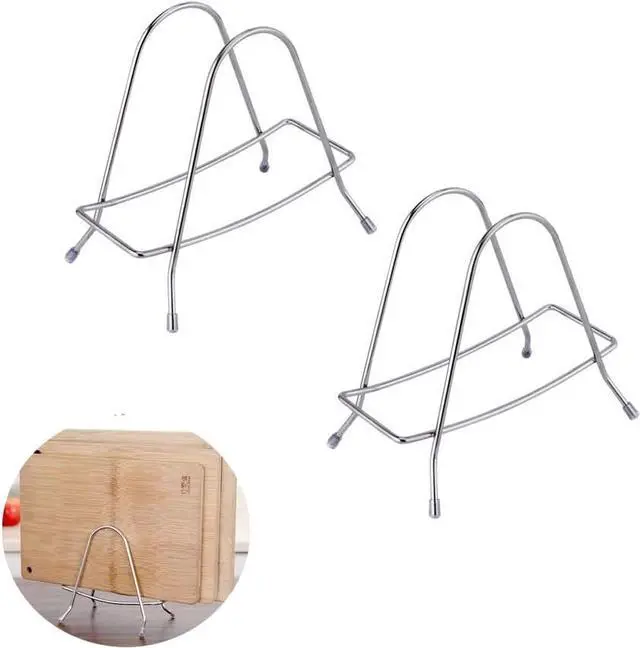 Main image of 2 Pack Cutting Board Rack Stainless Steel Wire Type Cutting Board Holder Stand Organizer Storage for Wooden Cutting Boards Bamboo Chopping Board Pot Cover Pan Lid Countertop Kitchen