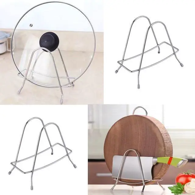 Alt view image 4 of 6 - 2 Pack Cutting Board Rack Stainless Steel Wire Type Cutting Board Holder Stand Organizer Storage for Wooden Cutting Boards Bamboo Chopping Board Pot Cover Pan Lid Countertop Kitchen