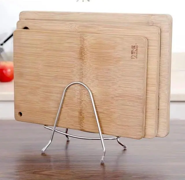 Alt view image 5 of 6 - 2 Pack Cutting Board Rack Stainless Steel Wire Type Cutting Board Holder Stand Organizer Storage for Wooden Cutting Boards Bamboo Chopping Board Pot Cover Pan Lid Countertop Kitchen