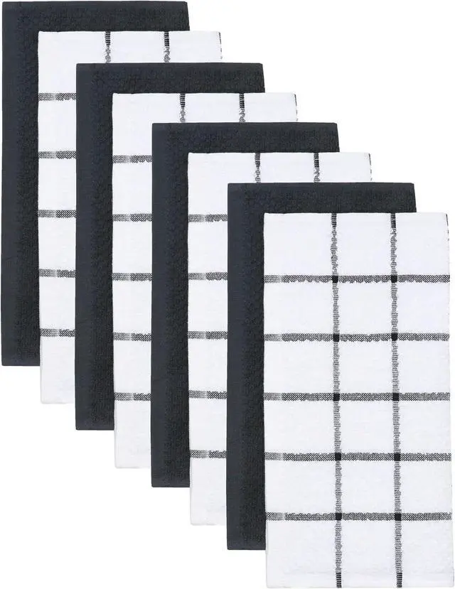 Alt view image 2 of 7 - Cotton Dish Cloths, Dish Rags Set of 8, 12 Inch x 12 Inch, Black Set