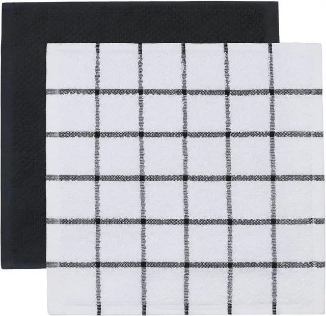 Alt view image 3 of 7 - Cotton Dish Cloths, Dish Rags Set of 8, 12 Inch x 12 Inch, Black Set