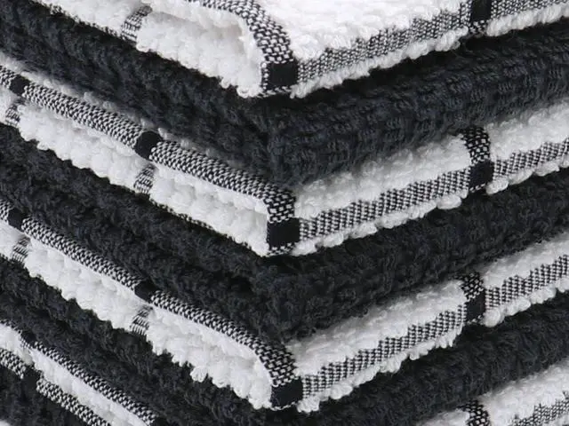Alt view image 4 of 7 - Cotton Dish Cloths, Dish Rags Set of 8, 12 Inch x 12 Inch, Black Set