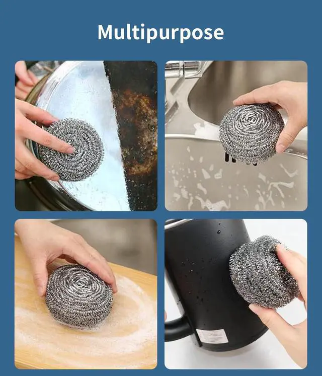 Alt view image 4 of 7 - 6Pcs Steel Wool Scrubbers - Flexible Scrubber Pads for Cleaning Dishes, Pots, Pans, Grills and Sinks