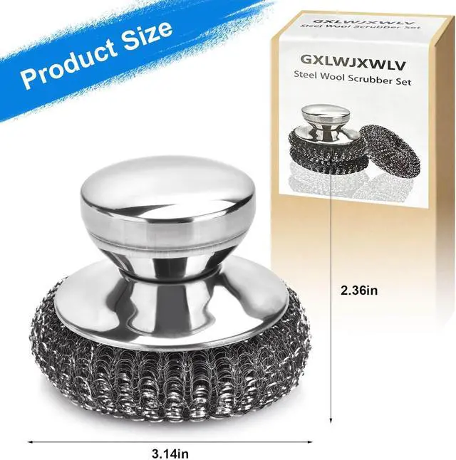Alt view image 2 of 7 - 7PCS Steel Wool Scrubber Pads with 1PCS Handle