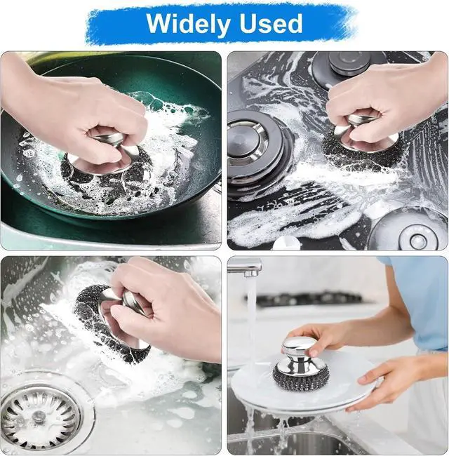 Alt view image 5 of 7 - 7PCS Steel Wool Scrubber Pads with 1PCS Handle