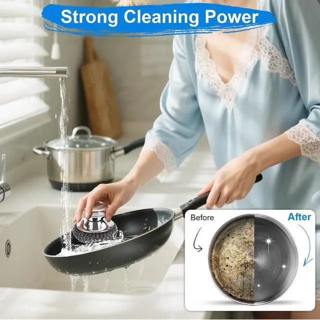 Alt view image 6 of 7 - 7PCS Steel Wool Scrubber Pads with 1PCS Handle