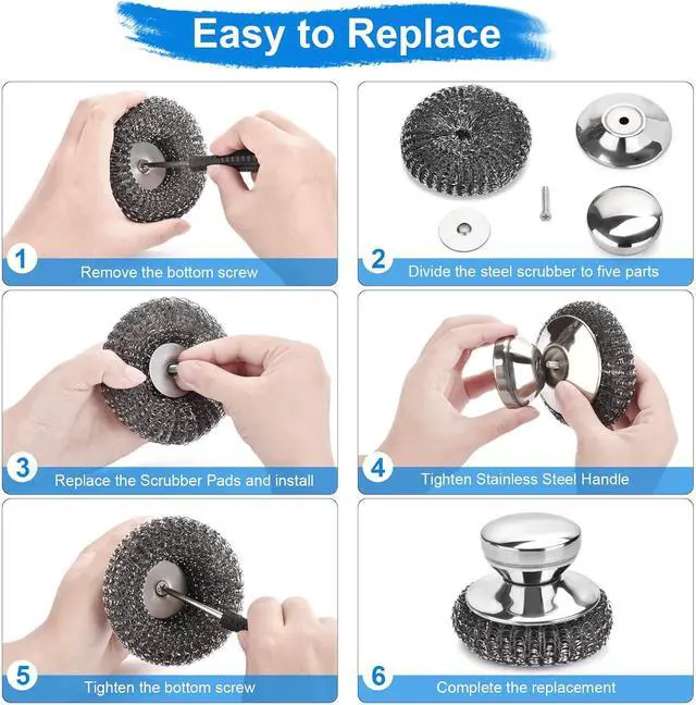 Alt view image 7 of 7 - 7PCS Steel Wool Scrubber Pads with 1PCS Handle