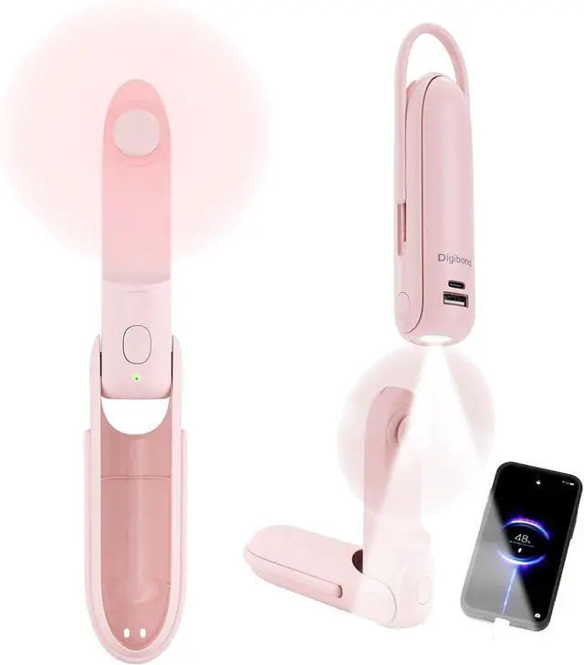 Main image of Digibond Handheld Fan, USB Port 6 IN 1 Portable Fan with 3 Speed - Pink