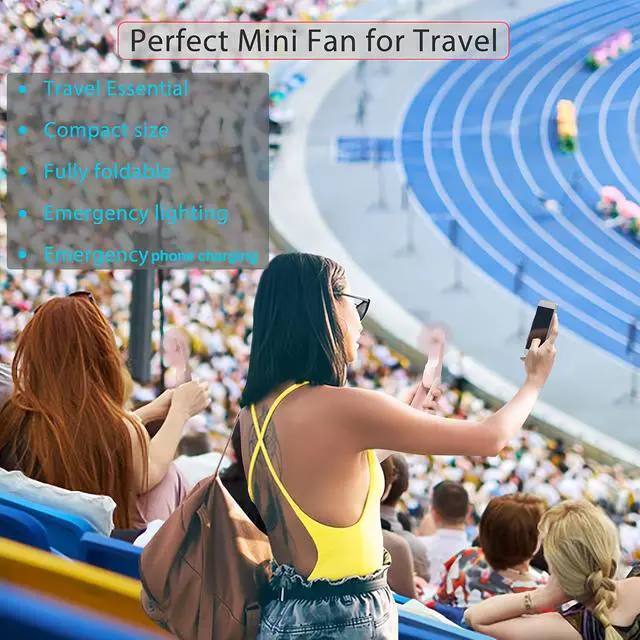 Alt view image 6 of 7 - Digibond Handheld Fan, USB Port 6 IN 1 Portable Fan with 3 Speed - Pink