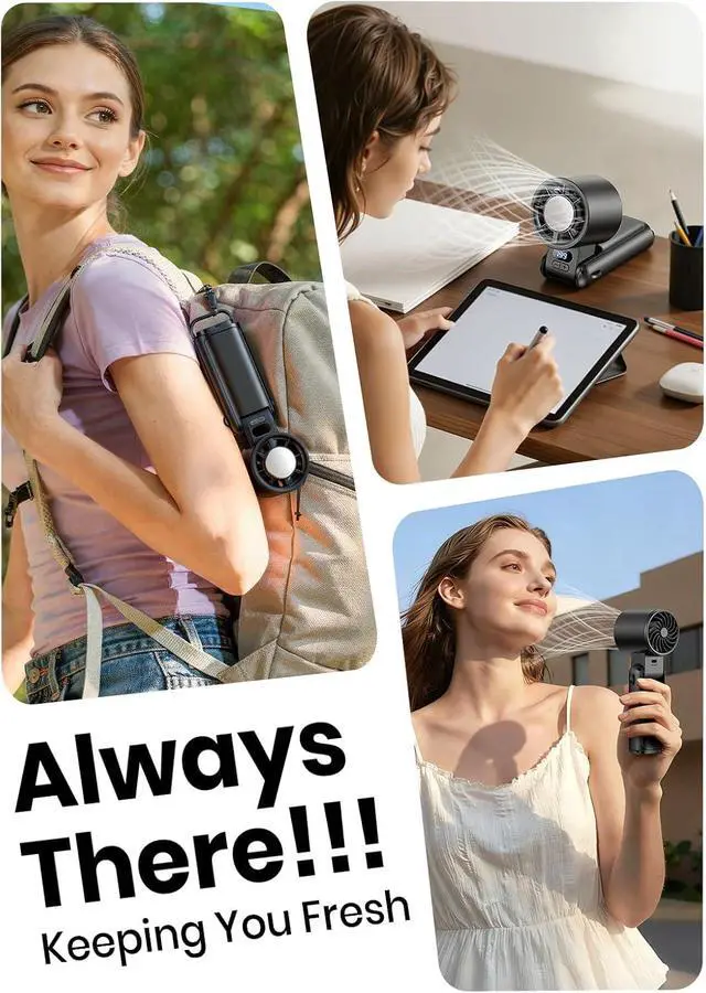 Alt view image 5 of 7 - Portable Handheld Turbo Fan, 1-199 Speed Adjustable, Black