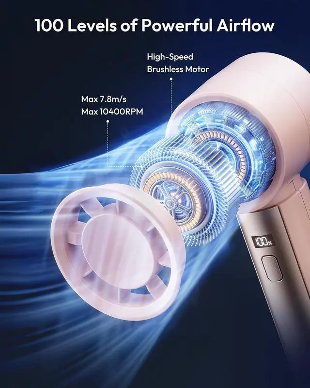 Alt view image 2 of 6 - Gaiatop Small Handheld Personal Fan, Powerful High Speed Turbo Cooling