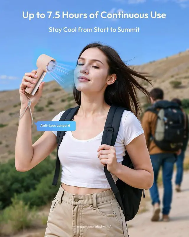 Alt view image 4 of 6 - Gaiatop Small Handheld Personal Fan, Powerful High Speed Turbo Cooling