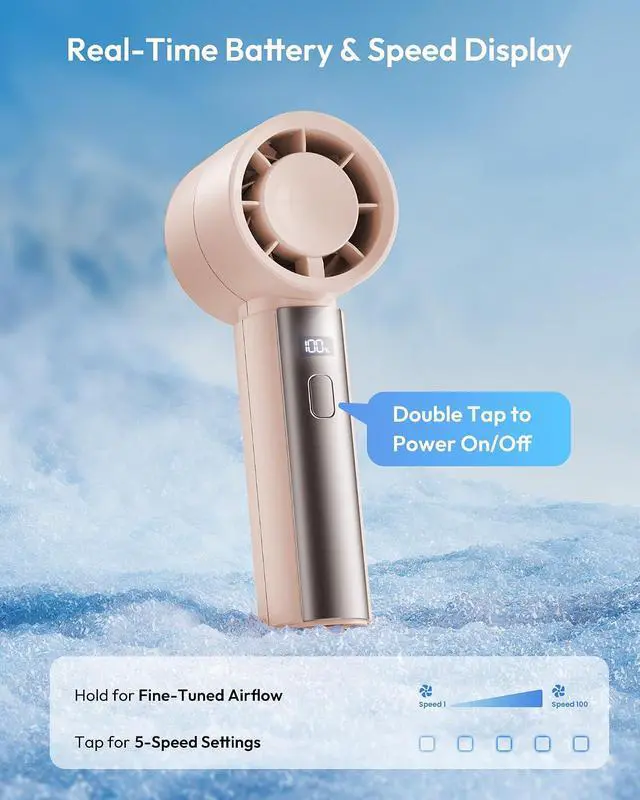 Alt view image 5 of 6 - Gaiatop Small Handheld Personal Fan, Powerful High Speed Turbo Cooling