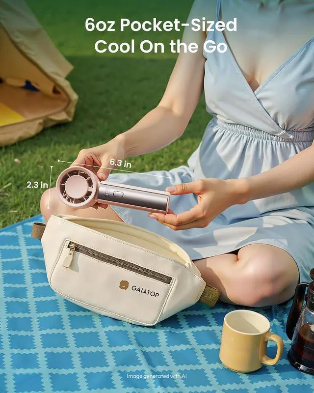 Alt view image 6 of 6 - Gaiatop Small Handheld Personal Fan, Powerful High Speed Turbo Cooling