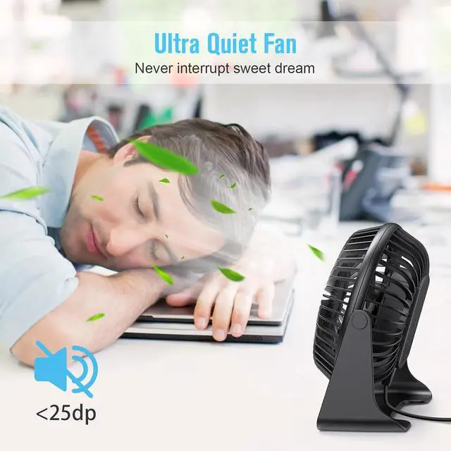 Alt view image 5 of 7 - BESKAR USB Small Desk Fan, Portable Table Fans with 3 Speeds Strong Airflow
