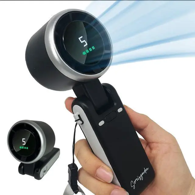 Main image of Handheld fan Turbo 3-in-1, battery powered personal fan, running for 20 hours, 5-speed, turbo forced cooling, suitable for outdoor travel offices, rechargeable (black)