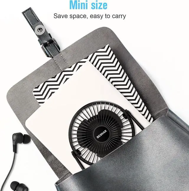 Alt view image 7 of 7 - BESKAR USB Small Desk Fan, Portable Table Fans with 3 Speeds Strong Airflow