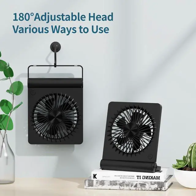 Alt view image 5 of 7 - Desk Fan USB Powered with 3 Speeds Adjustable Strong Wind, Ultra Quiet Mini Personal Fan USB-C Corded Powered,220° Tilt Folding Plug In USB Fan(No Battery)