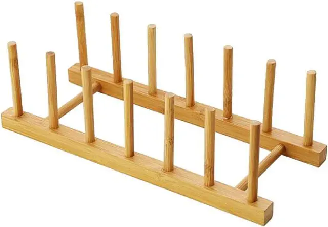 Main image of Kunovo Bamboo Dish Rack,Pot lid/Plate/Cutting Board Organizer for Kitchen cabinets,Bottle Drying Holder