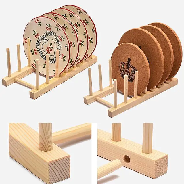 Alt view image 3 of 7 - Kunovo Bamboo Dish Rack,Pot lid/Plate/Cutting Board Organizer for Kitchen cabinets,Bottle Drying Holder