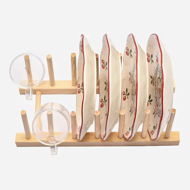 Alt view image 4 of 7 - Kunovo Bamboo Dish Rack,Pot lid/Plate/Cutting Board Organizer for Kitchen cabinets,Bottle Drying Holder