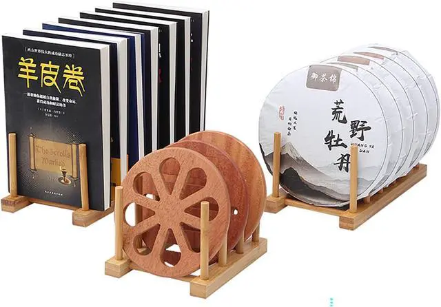 Alt view image 6 of 7 - Kunovo Bamboo Dish Rack,Pot lid/Plate/Cutting Board Organizer for Kitchen cabinets,Bottle Drying Holder