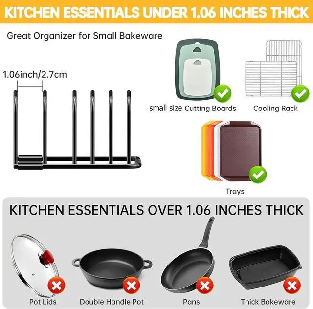Alt view image 3 of 7 - Kitchen Cutting Board Organizer Rack, 5-Slot Storage Holder for Boards, Bakeware, Cookie Sheets (1pc Black)