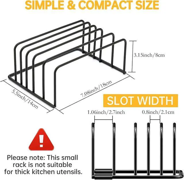 Alt view image 5 of 7 - Kitchen Cutting Board Organizer Rack, 5-Slot Storage Holder for Boards, Bakeware, Cookie Sheets (1pc Black)