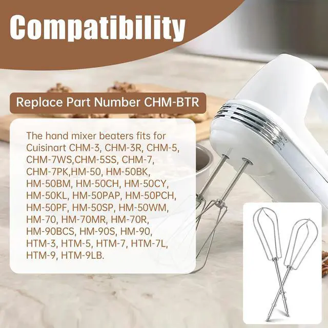 Alt view image 3 of 7 - CHM-BTR Replacement Beaters Compatible with Cuisinart Hand Mixer
