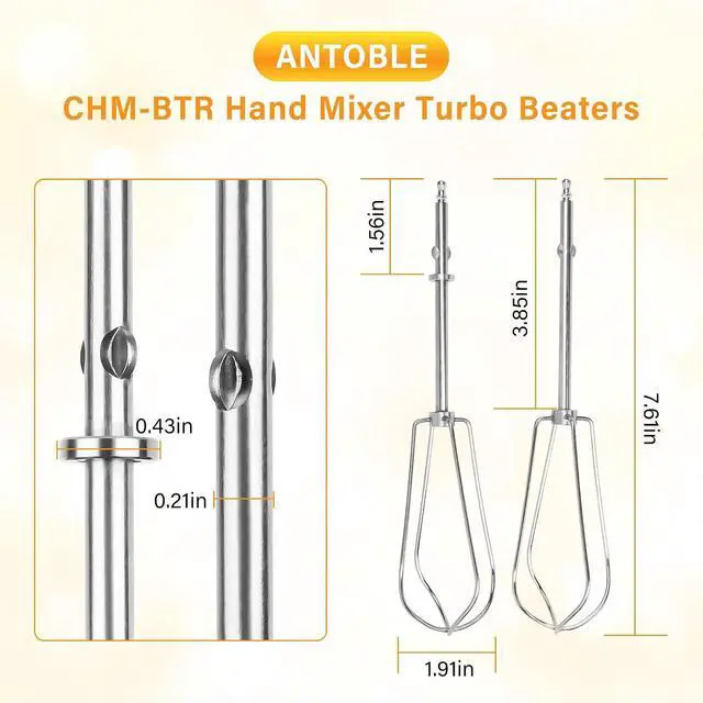 Alt view image 2 of 7 - ANTOBLE Hand Mixer Beaters Compatible with Cuisinart HM-90s HM-70 HM-50 CHM-3, 9 7 5 3 Mixer Attachments Replacement Parts CHM Series Stainless Steel Whisk Hand Turbo Mixer Beater for Cuisinart, #