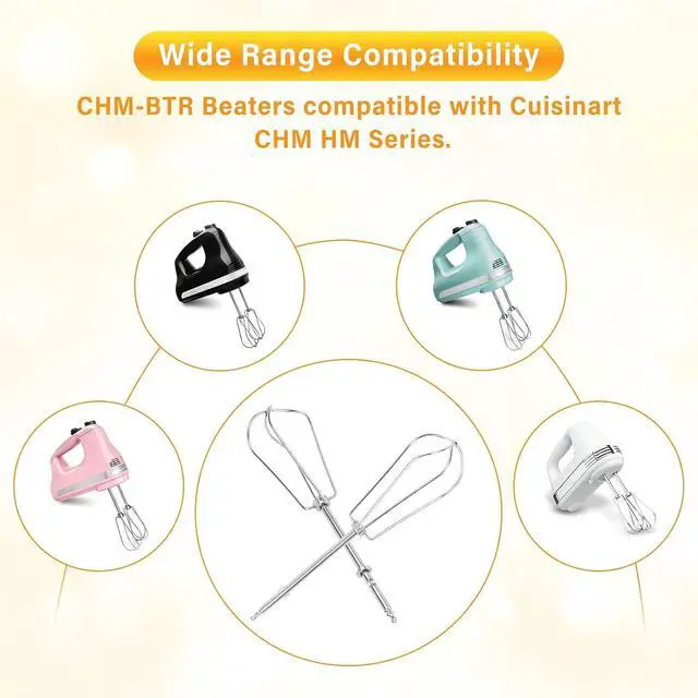 Alt view image 5 of 7 - ANTOBLE Hand Mixer Beaters Compatible with Cuisinart HM-90s HM-70 HM-50 CHM-3, 9 7 5 3 Mixer Attachments Replacement Parts CHM Series Stainless Steel Whisk Hand Turbo Mixer Beater for Cuisinart, #