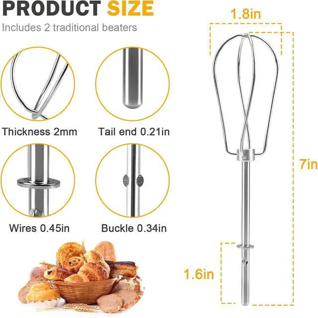 Alt view image 2 of 7 - Hand Mixer Beaters Replacement for Ninja, Foodi Power Mixer System (CI100 Series), Stainless Steel Hand-Mixer Attachment CI100, CI101, CC105A, CI105BRN & CI101H