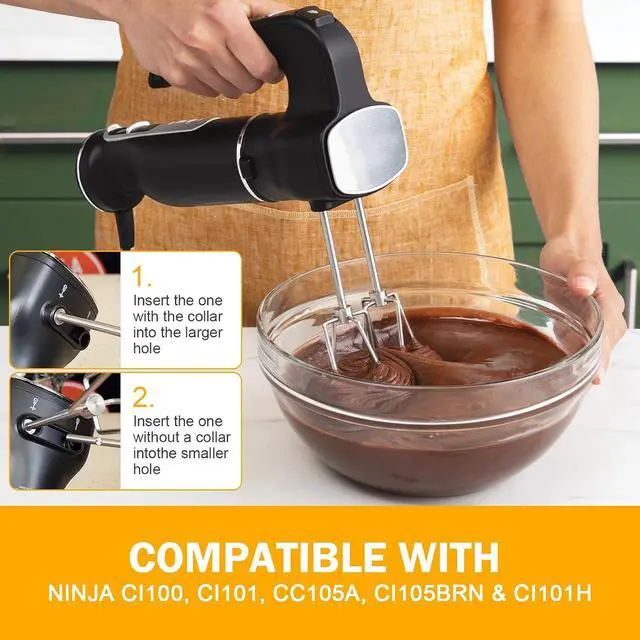 Alt view image 5 of 7 - Hand Mixer Beaters Replacement for Ninja, Foodi Power Mixer System (CI100 Series), Stainless Steel Hand-Mixer Attachment CI100, CI101, CC105A, CI105BRN & CI101H