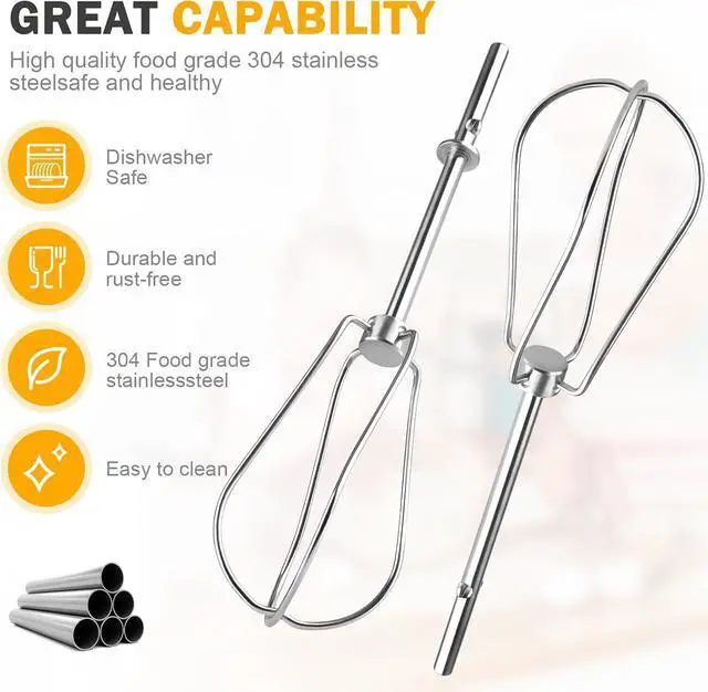 Alt view image 3 of 7 - Hand Mixer Beaters Replacement for Ninja, Foodi Power Mixer System (CI100 Series), Stainless Steel Hand-Mixer Attachment CI100, CI101, CC105A, CI105BRN & CI101H