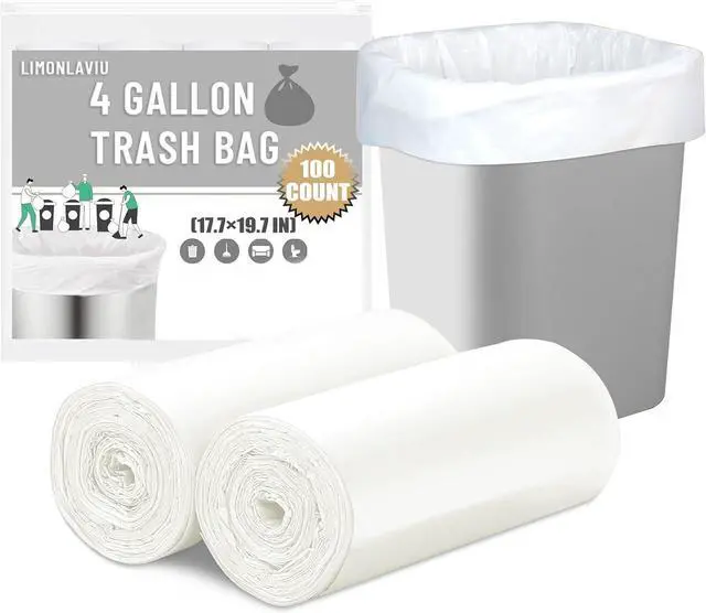 Main image of LimonLaviu 4 Gallon Small Trash Bags, Small Garbage Can Liners for Bathroom