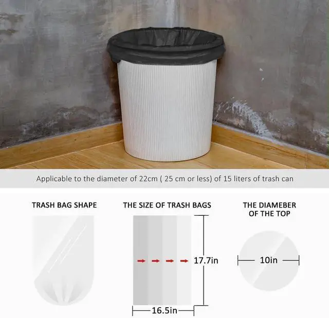 Alt view image 2 of 7 - Teivio Small Black Trash Bags 2.5 Gallon 170 Count Bathroom Garbage Bags