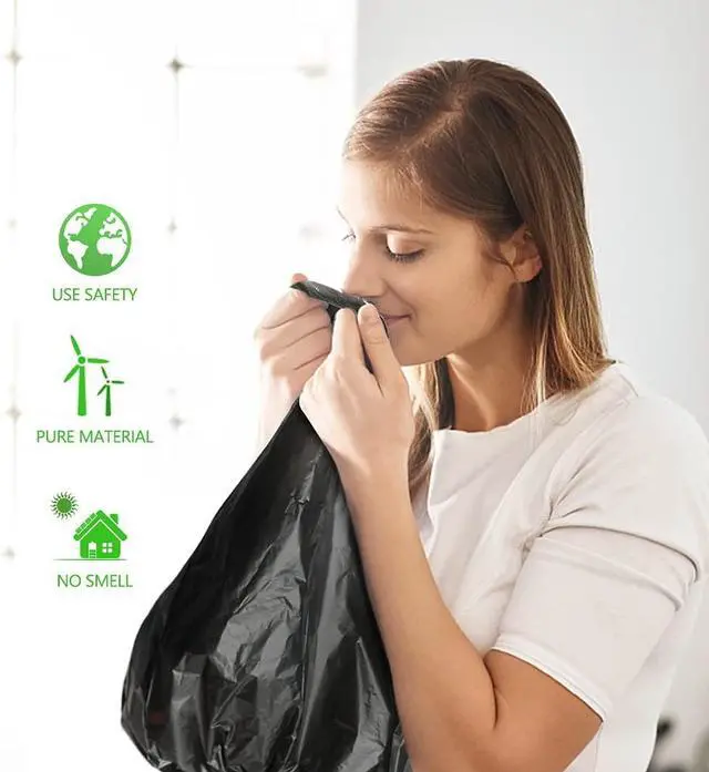 Alt view image 7 of 7 - Teivio Small Black Trash Bags 2.6 Gallon 320 Count Waste Garbage Bags