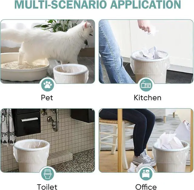 Alt view image 6 of 7 - Small Trash Bags 4 Gallon - 100 Count Leakage-Proof 4 Gallon Trash Bag, Unscented Small Garbage Bags for Office Bedroom Bathroom Mini Trash Bags, White 4 Gal Trash Can Liners