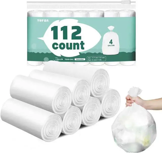 Main image of 4 Gallon Trash Bags, White, 112 Count