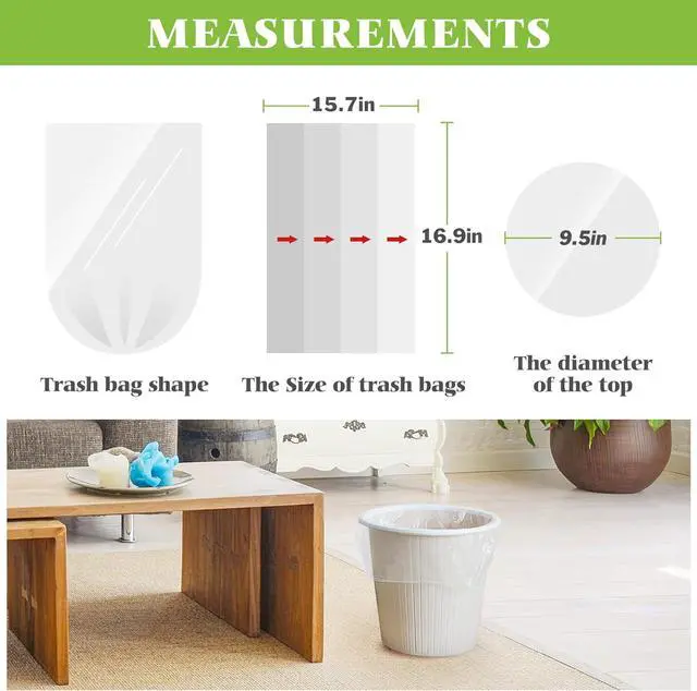 Alt view image 2 of 7 - Teivio Small Clear Trash Bags 1.3 Gallon 190 Count Bathroom Garbage Bags