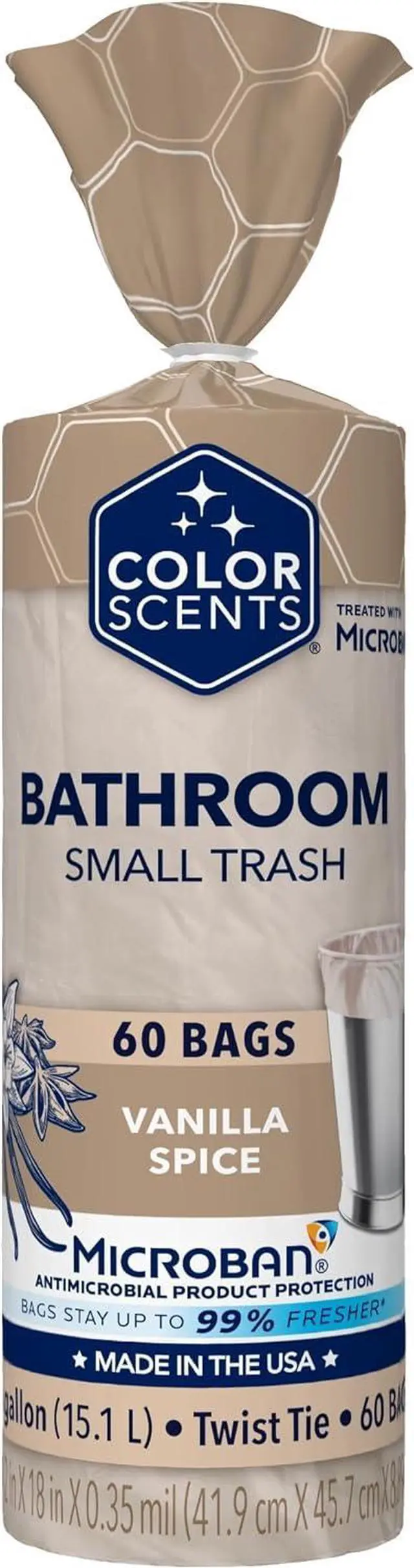 Main image of Color Scents 4 Gallon Small Trash Bags Twist Tie 60 Count Vanilla Spice