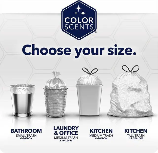 Alt view image 5 of 6 - Color Scents 4 Gallon Small Trash Bags Twist Tie 80 Count Duo Scents