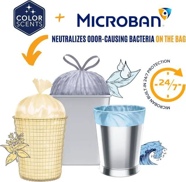 Alt view image 4 of 6 - Color Scents 4 Gallon Small Trash Bags Twist Tie 80 Count Duo Scents