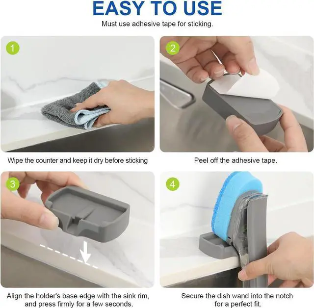 Alt view image 6 of 7 - LANMU Dish Wand Holder Compatible with Scotch-Brite Dishwand, Silicone Dish Brush Holder with Drain Spout for Kitchen Sink Counter, Sponge Wand Organizer, Keep Upright from Leaking Soap