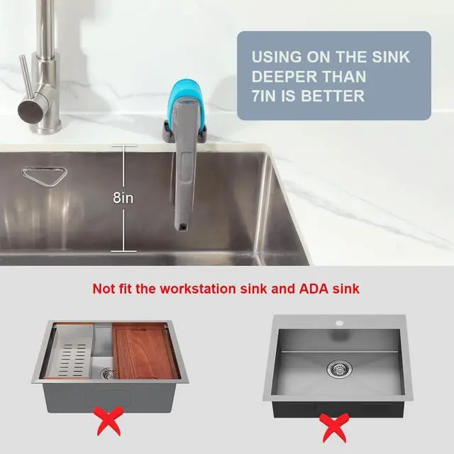 Alt view image 7 of 7 - LANMU Dish Wand Holder Compatible with Scotch-Brite Dishwand, Silicone Dish Brush Holder with Drain Spout for Kitchen Sink Counter, Sponge Wand Organizer, Keep Upright from Leaking Soap