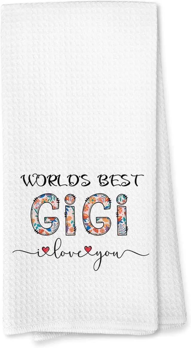 Main image of Voatok Gigi Gifts Kitchen Towels, Gigi Gifts for Christmas Birthday from Grandkids Hand Towels, Best Grandma Gift from Granddaughters Grandsons Dish Tea Towels for Kitchen, 16x24 Inches