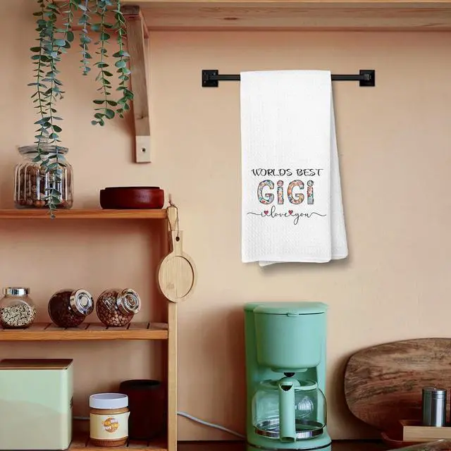 Alt view image 2 of 7 - Voatok Gigi Gifts Kitchen Towels, Gigi Gifts for Christmas Birthday from Grandkids Hand Towels, Best Grandma Gift from Granddaughters Grandsons Dish Tea Towels for Kitchen, 16x24 Inches