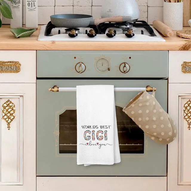 Alt view image 4 of 7 - Voatok Gigi Gifts Kitchen Towels, Gigi Gifts for Christmas Birthday from Grandkids Hand Towels, Best Grandma Gift from Granddaughters Grandsons Dish Tea Towels for Kitchen, 16x24 Inches