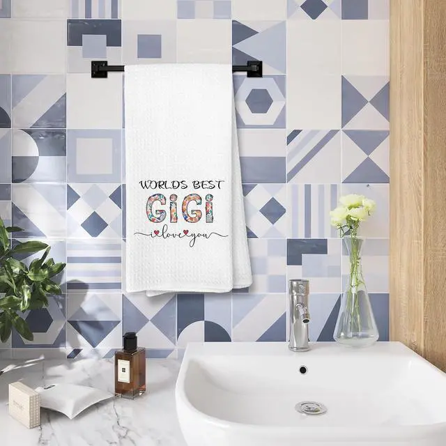 Alt view image 5 of 7 - Voatok Gigi Gifts Kitchen Towels, Gigi Gifts for Christmas Birthday from Grandkids Hand Towels, Best Grandma Gift from Granddaughters Grandsons Dish Tea Towels for Kitchen, 16x24 Inches